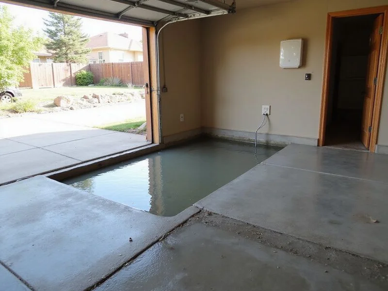 Garage Floor Leveling before leveling