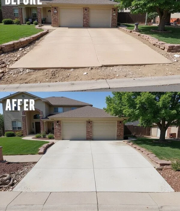 Concrete leveling before and after result